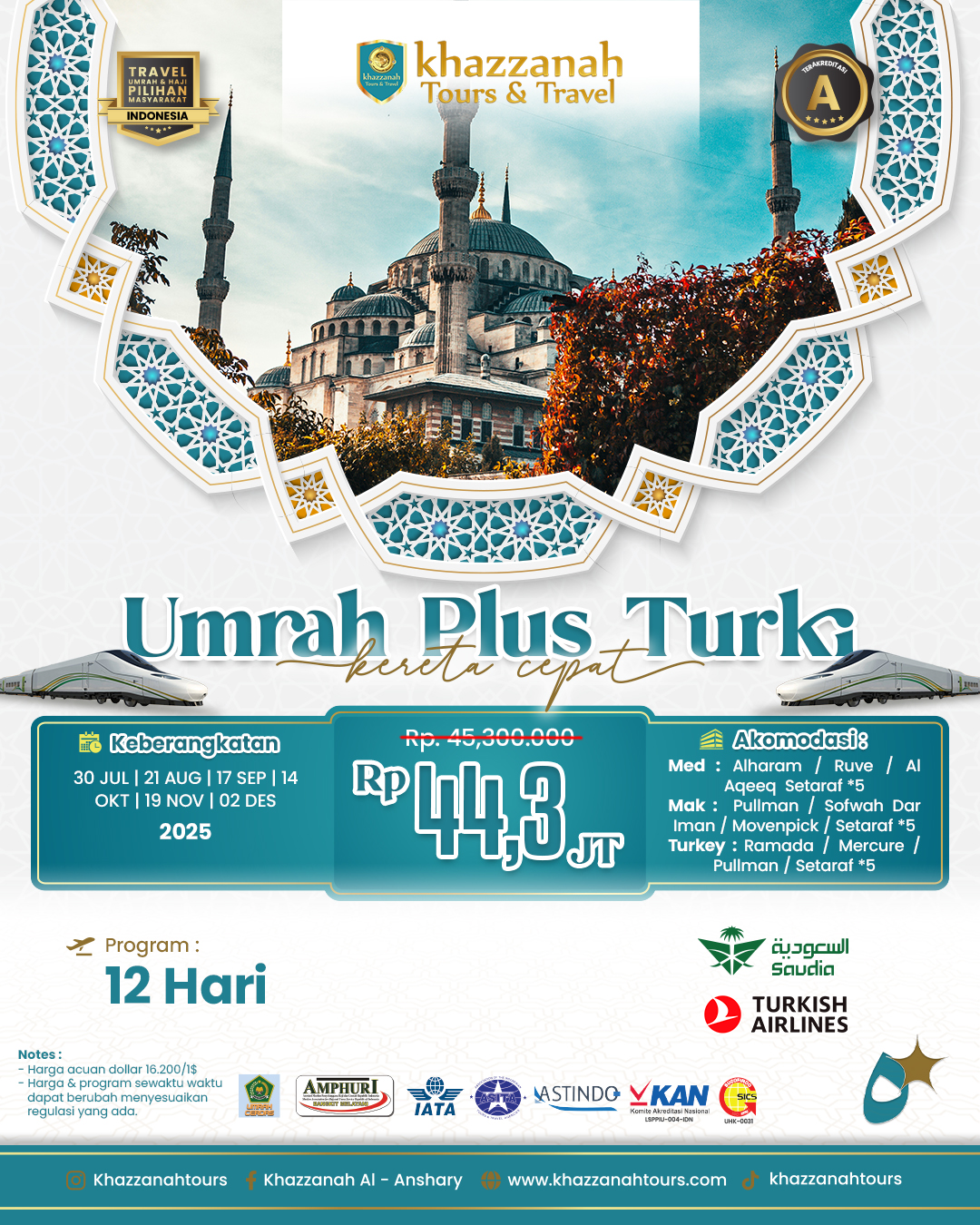 UMRAH PLUS TURKEY KERETA CEPAT